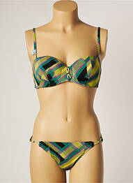 Maillot de bain 2 pièces stretch haut soutien-gorge moulé vert CHERRY BEACH femme
