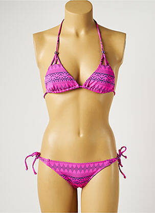 Maillot de bain 2 pièces stretch haut triangles violet KIWI femme
