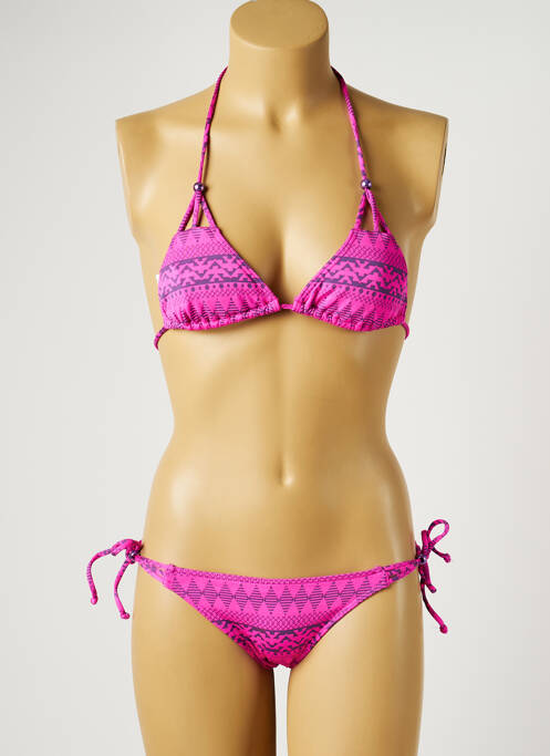 Maillot de bain 2 pièces stretch haut triangles violet KIWI femme