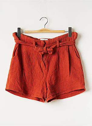 Short taille à pinces taille haute orange ANNAHPA femme