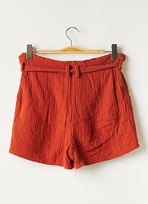 Short taille à pinces taille haute orange ANNAHPA femme