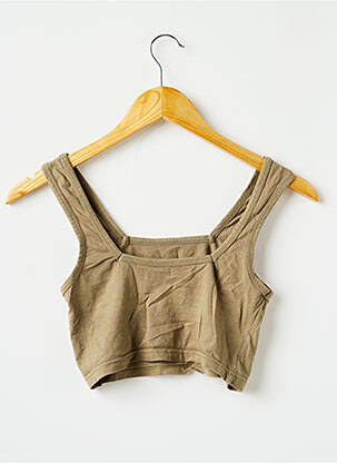 Top stretch sans manche vert BOOHOO femme