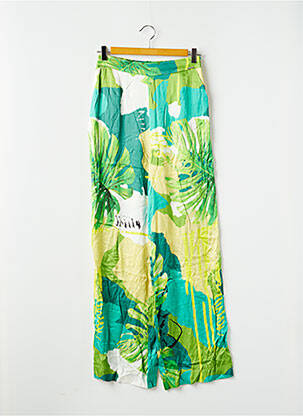 Pantalon large fermeture zip latéral taille normale vert GUESS femme