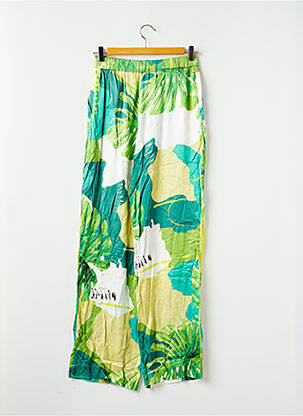 Pantalon large fermeture zip latéral taille normale vert GUESS femme