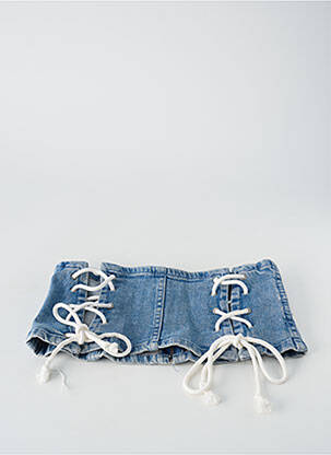 Top col carré sans manche bleu BERSHKA femme