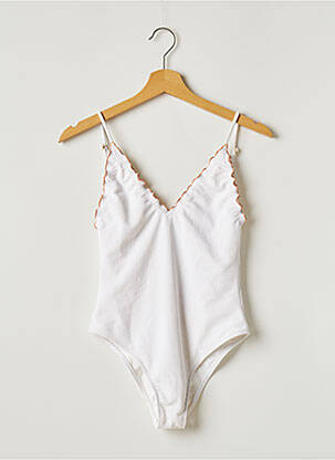 Maillot de bain 1 pièce stretch haut triangles blanc LOVE WAVE femme