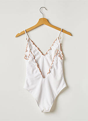 Maillot de bain 1 pièce stretch haut triangles blanc LOVE WAVE femme