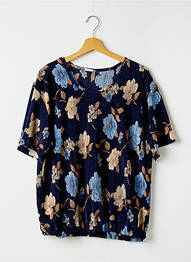 Blouse imprimé fleurs manches courtes bleu VERCHERON femme