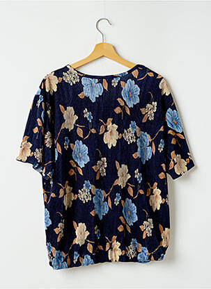 Blouse imprimé fleurs manches courtes bleu VERCHERON femme