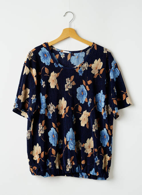 Blouse imprimé fleurs manches courtes bleu VERCHERON femme