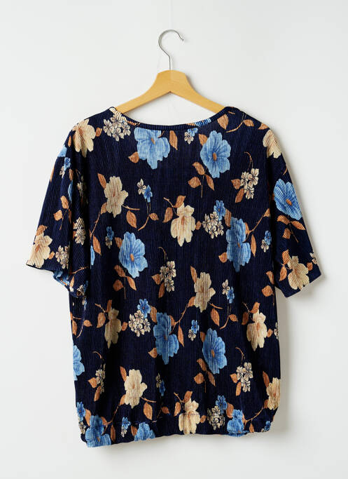 Blouse imprimé fleurs manches courtes bleu VERCHERON femme