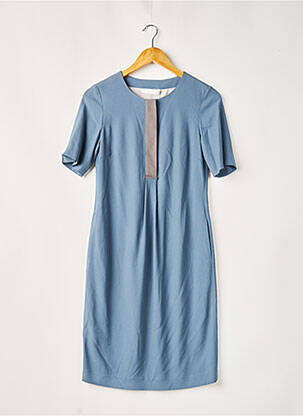 Robe mi-longue tissage crêpe manches courtes bleu FABIANA FILIPPI femme