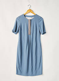 Robe mi-longue tissage crêpe manches courtes bleu FABIANA FILIPPI femme