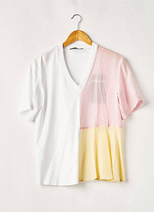 T-shirt col v manches courtes blanc SPORTMAX femme