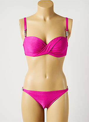 Maillot de bain 2 pièces stretch haut bandeau rose LISE CHARMEL femme