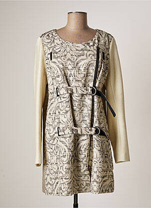 Veste chic col rond beige LAUREN VIDAL femme