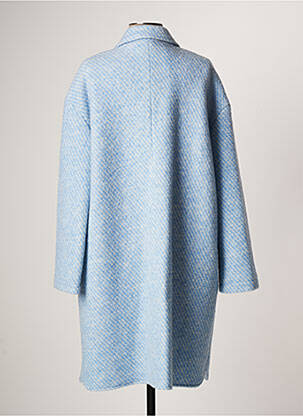 Manteau long coupe droite sans capuche bleu LAUREN VIDAL femme