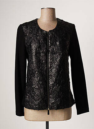 Veste casual col rond noir LAUREN VIDAL femme