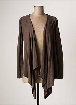 Gilet manches longues col v marron LAUREN VIDAL femme