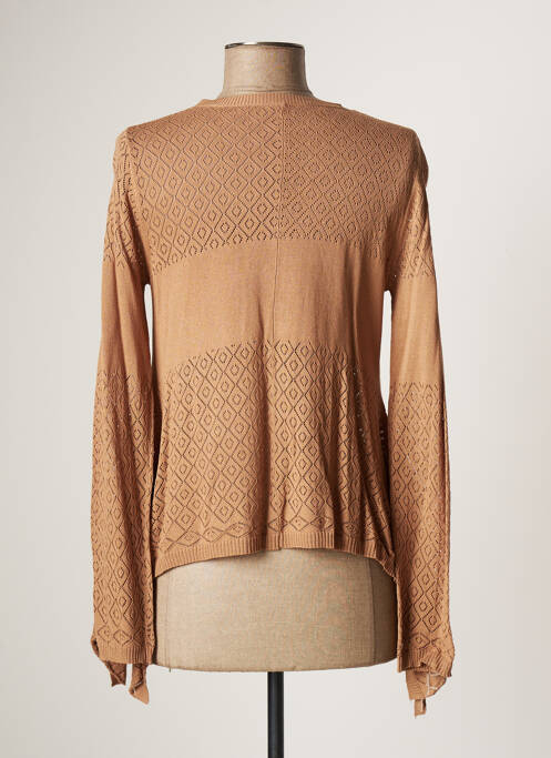 Gilet manches longues marron LAUREN VIDAL pour femme