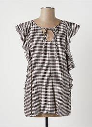 Blouse manches courtes manches courtes marron LAUREN VIDAL femme