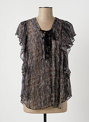 Blouse légère et transparente manches courtes gris LAUREN VIDAL femme
