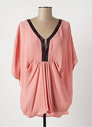 Blouse légère et transparente manches courtes rose LAUREN VIDAL femme