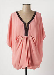 Blouse légère et transparente manches courtes rose LAUREN VIDAL femme