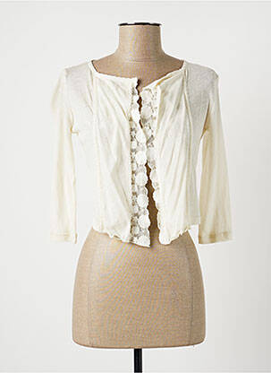 Veste casual col rond beige LAUREN VIDAL femme
