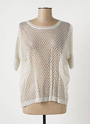 Pull coupe droite manches courtes gris LAUREN VIDAL femme