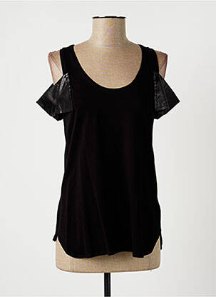 Top stretch manches courtes noir LAUREN VIDAL femme