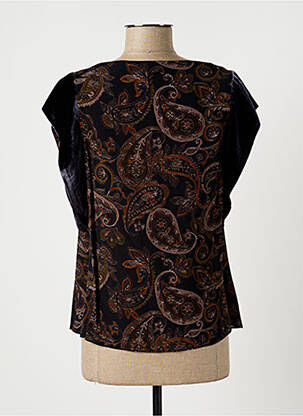 Top tissage crêpe manches courtes bleu LAUREN VIDAL femme