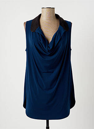 Top tissage jersey sans manche bleu LAUREN VIDAL femme
