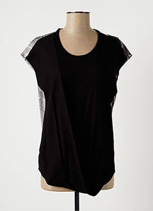 Top imprimé fantaisie manches courtes noir LAUREN VIDAL femme