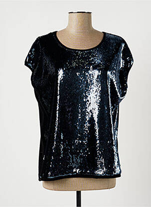 Pull stretch manches courtes noir LAUREN VIDAL femme