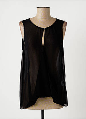 Blouse légère et transparente sans manche noir LAUREN VIDAL femme