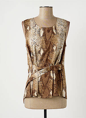 Top tissage crêpe sans manche marron LAUREN VIDAL femme
