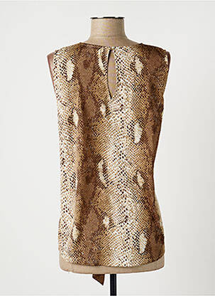 Top tissage crêpe sans manche marron LAUREN VIDAL femme