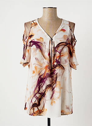 Blouse manches courtes manches courtes violet LAUREN VIDAL femme