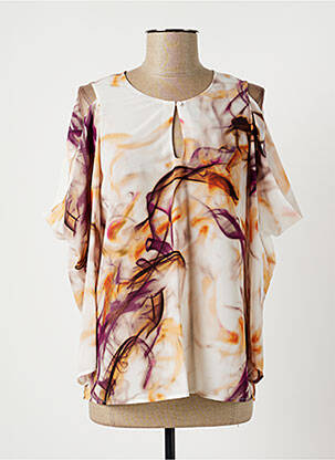 Blouse fermeture boutonnée au dos manches 3/4 violet LAUREN VIDAL femme