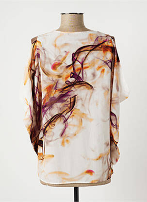 Blouse fermeture boutonnée au dos manches 3/4 violet LAUREN VIDAL femme