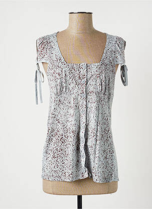 Top stretch manches courtes bleu LAUREN VIDAL femme