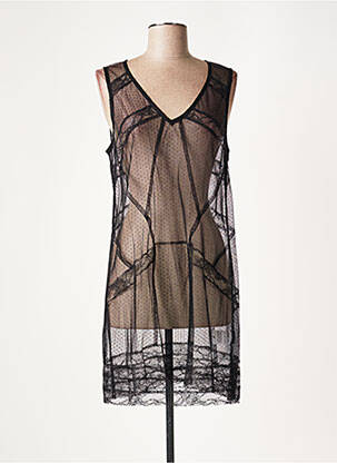 Robe mi-longue coupe fluide sans manche noir LAUREN VIDAL femme