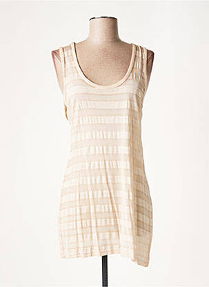 Tunique manches courtes coupe cintrée beige LAUREN VIDAL femme