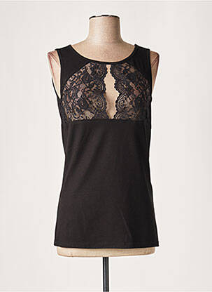 Top tissage jersey sans manche noir LAUREN VIDAL femme