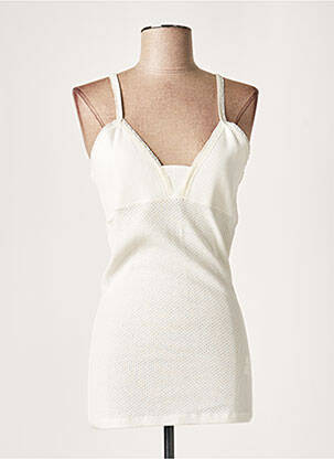Top coupe cintrée fines bretelles beige LAUREN VIDAL femme