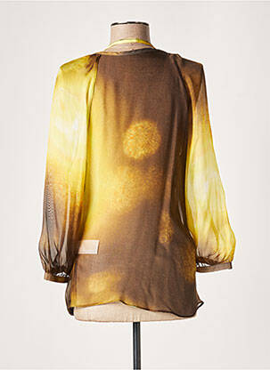Blouse légère et transparente manches longues marron LAUREN VIDAL femme