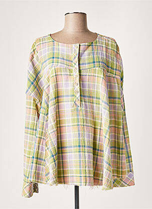 Blouse poignets boutonnés avec fente manches longues vert LAUREN VIDAL femme