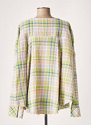 Blouse poignets boutonnés avec fente manches longues vert LAUREN VIDAL femme