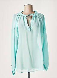 Blouse légère et transparente manches longues bleu LAUREN VIDAL femme